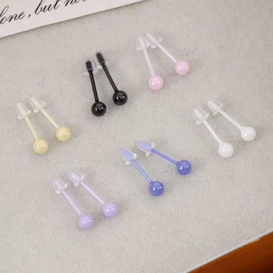 Plain Ceramic Bead Stud Earring