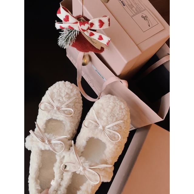 Hidden Wedge Jane Fleece Mary Bow Shoes