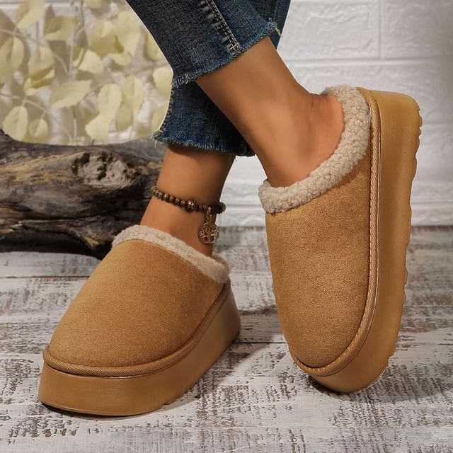 Fleece-Lined Platform Mules