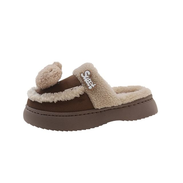 Bear Fleece-Lined Platform Mules