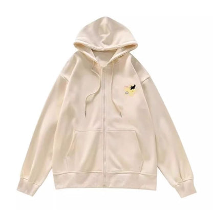 Star Print Zip Oversized Hoodie