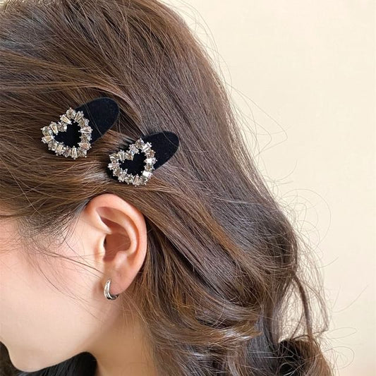 Rhinestone Heart Hair Clip