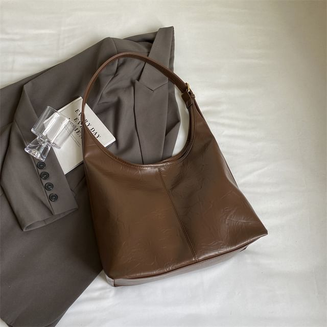 Set: Faux Leather Shoulder Bag + Pouch