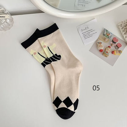 Cat Print Crew Socks