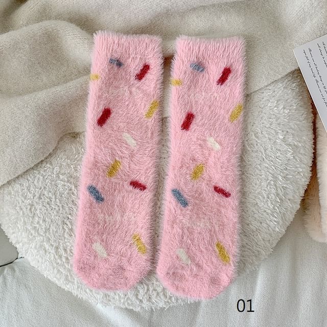 Dotted Fleece Crew Socks