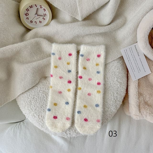 Dotted Fleece Crew Socks