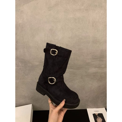 Buckled Mid Calf Boots