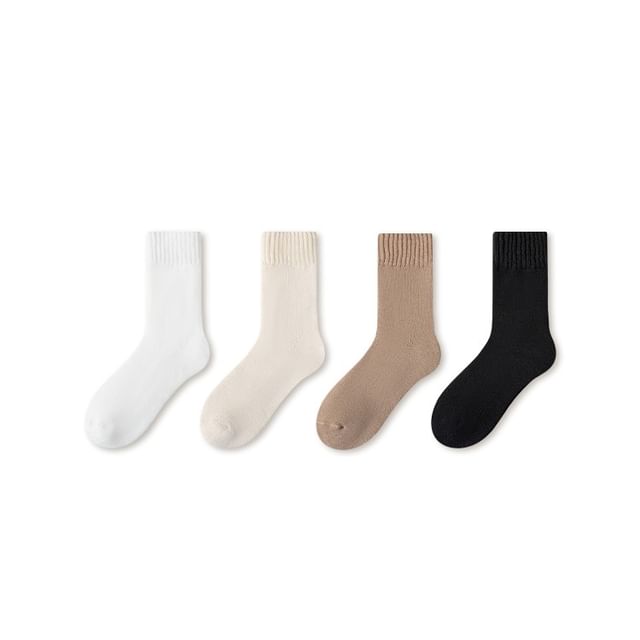 Plain Fleece-Lined Short Socks Set