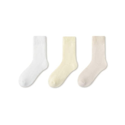 Plain Fleece-Lined Short Socks Set