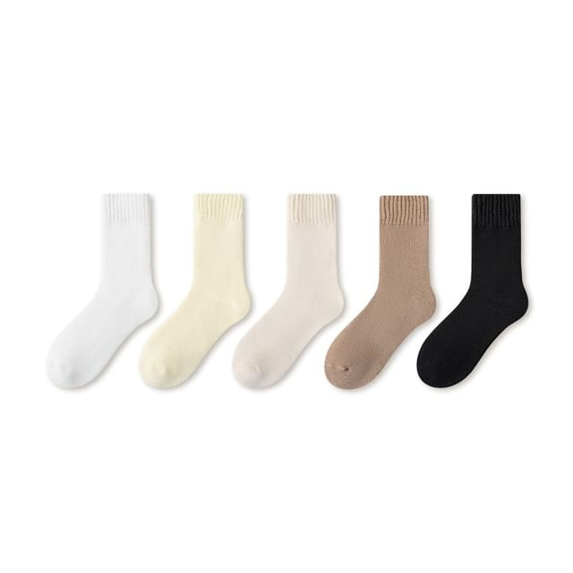 Plain Fleece-Lined Short Socks Set