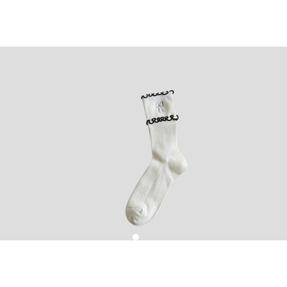 Bow Embroidered Frill Short Socks / Set