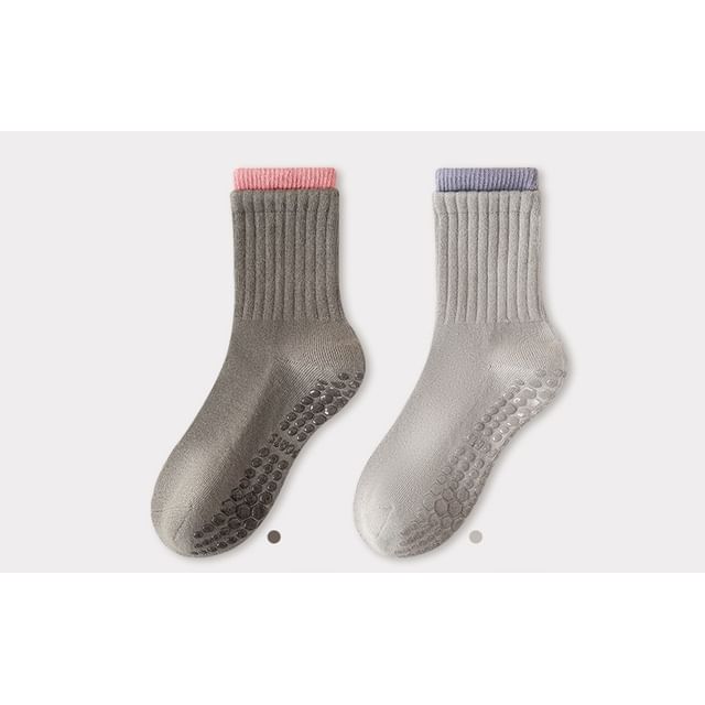 Contrast Trim Ribbed Yoga Short Socks / Set