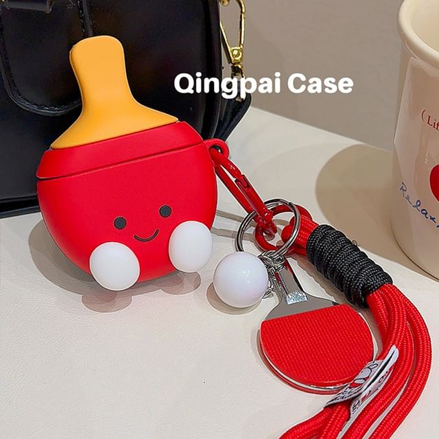 Cartoon Table Tennis Doll Lanyard String Airpods / Pro Earphone Case