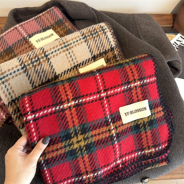 Plaid Lettering Scarf