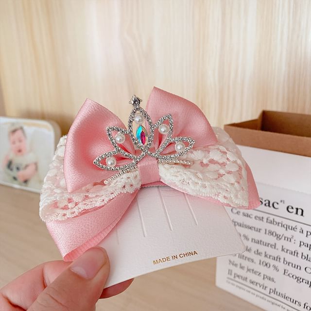 Rhinestone Faux Pearl Bow Hair Clip