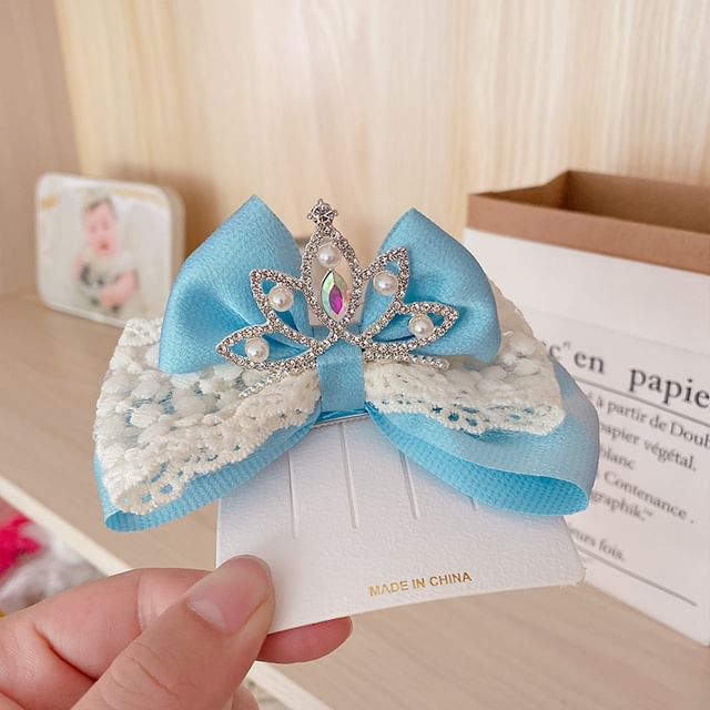 Rhinestone Faux Pearl Bow Hair Clip