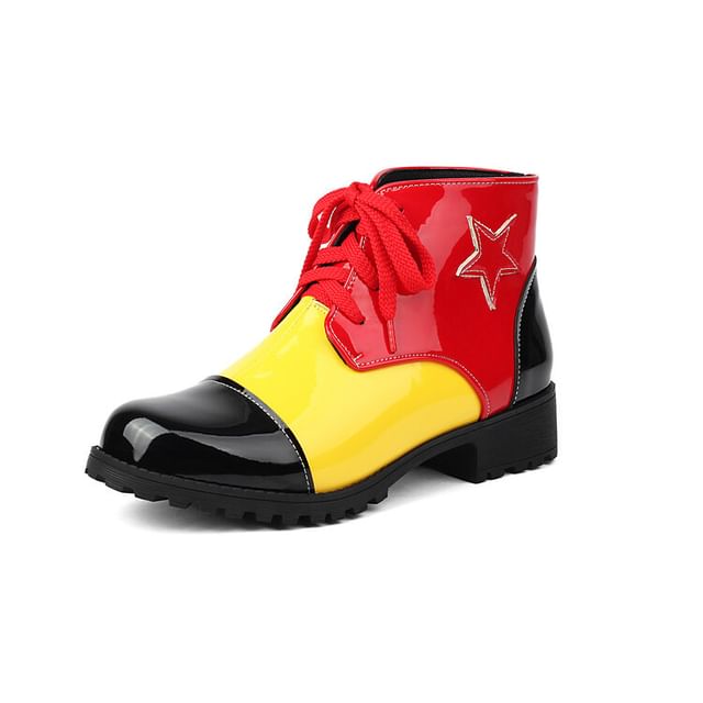 Boots Lace-Up Short Star Applique