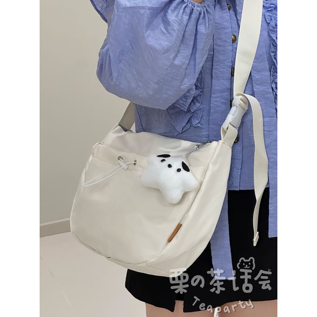 Drawstring Plain Hobo Bag / Bag Charm / Set