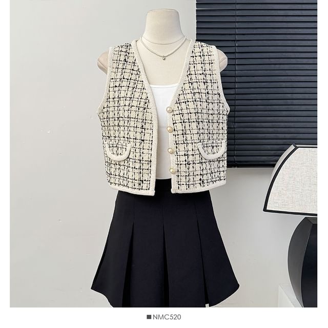 V-Neck Tweed Vest in 7 Colors