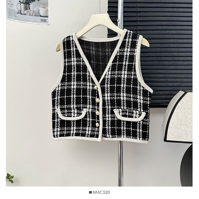 V-Neck Tweed Vest in 7 Colors