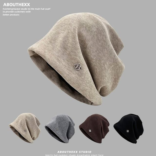 Letter B Plate Beanie Metal Slouchy