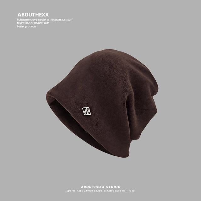 Letter B Plate Beanie Metal Slouchy