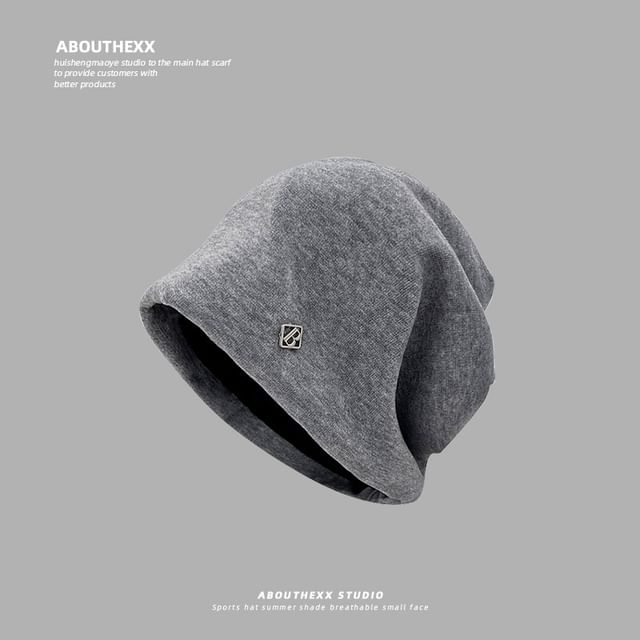 Letter B Plate Beanie Metal Slouchy