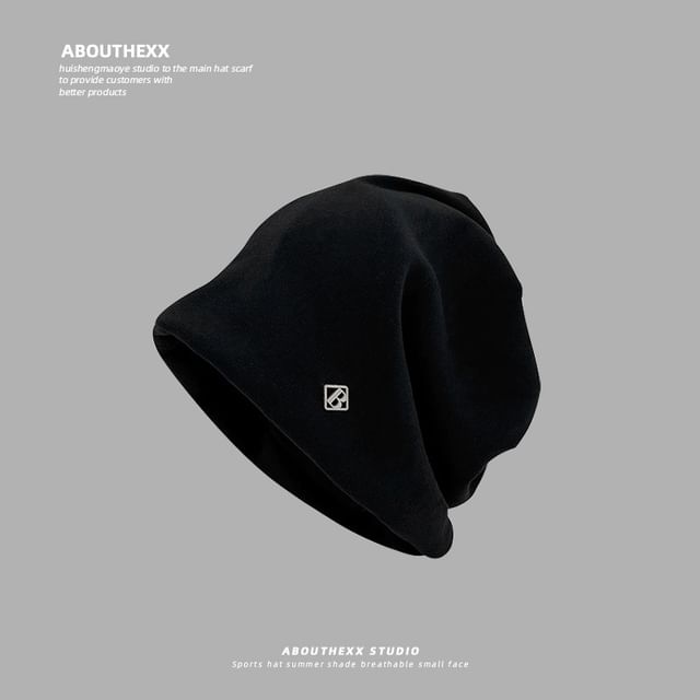 Letter B Plate Beanie Metal Slouchy