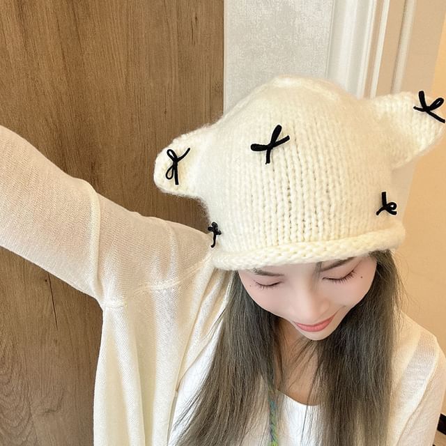 Animal Beanie Bow Knit Ear