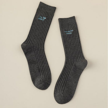 Lettering Embroidered Socks