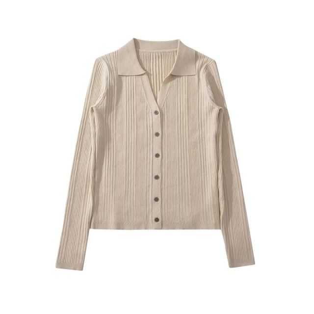 Extended Sleeve V-Cut Simple Ribbed Knit Sweater Coat
