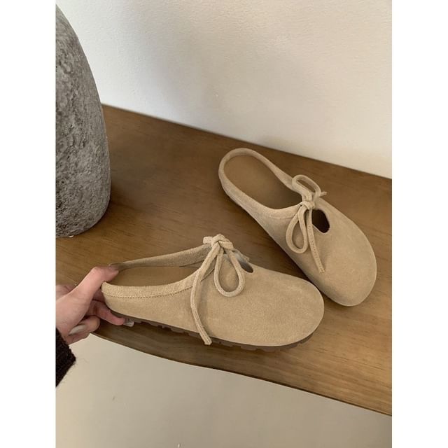 Faux Suede Mules Bow