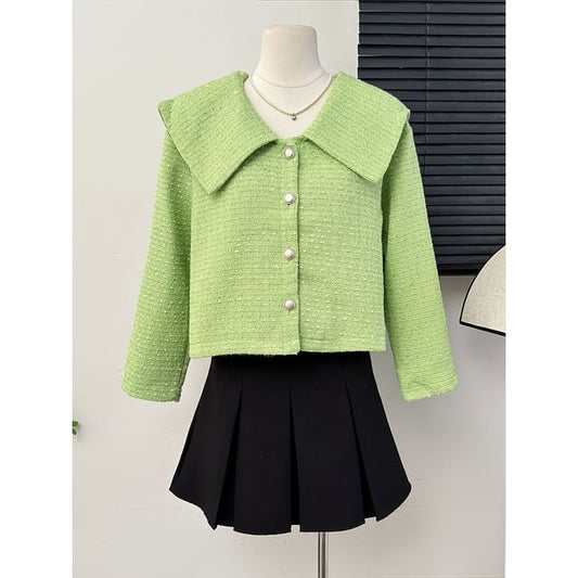 Sailor-Collar Tweed Jacket