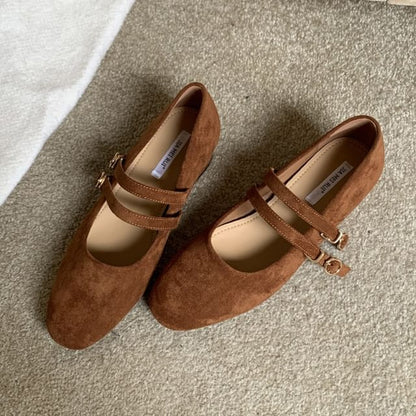 Faux Suede Mary Jane Shoes