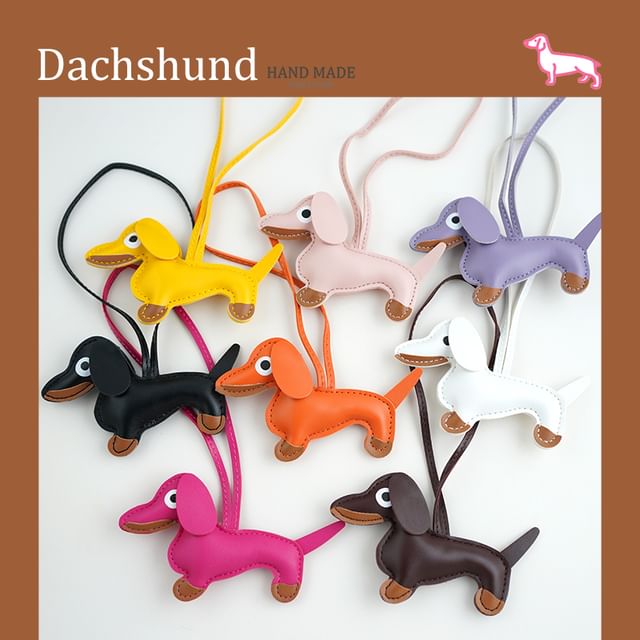 Faux-Leather Dachshund Bag Charm / Key Ring