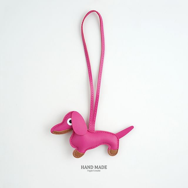 Faux-Leather Dachshund Bag Charm / Key Ring