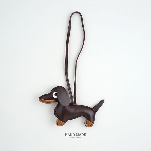 Faux-Leather Dachshund Bag Charm / Key Ring