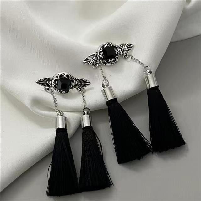 Rhinestone Set Drop Stick Tassel Hair / Earring