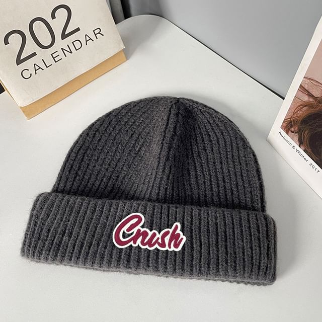 Applique Knit Beanie Lettering