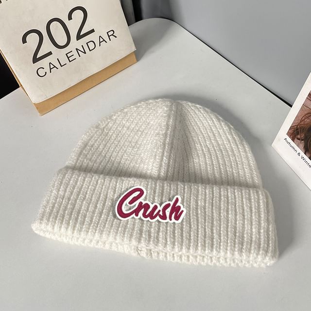 Applique Knit Beanie Lettering