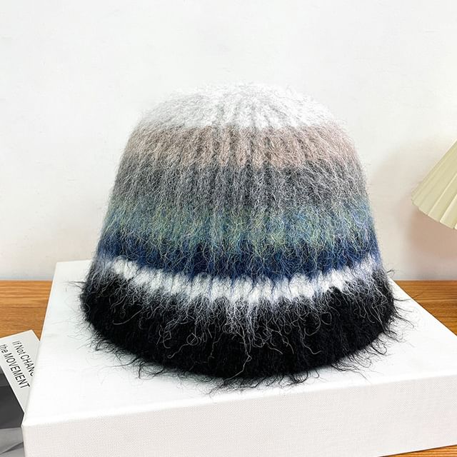 Hat Bucket Striped Knit