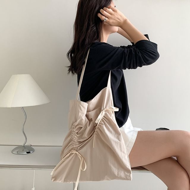 Bow Bag Plain Shopper Drawstring