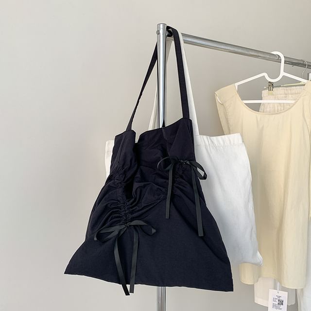 Bow Bag Plain Shopper Drawstring