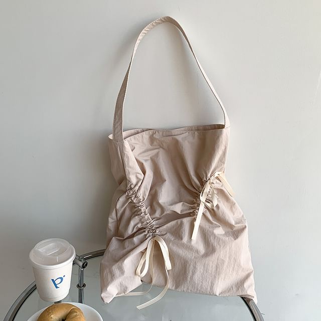 Bow Bag Plain Shopper Drawstring
