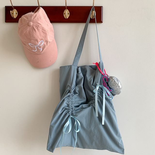 Bow Bag Plain Shopper Drawstring