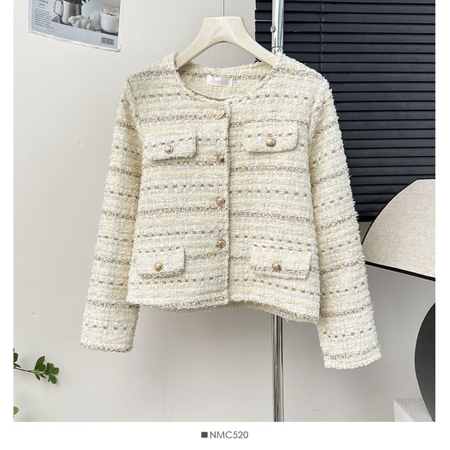 Round-Neck Tweed Jacket