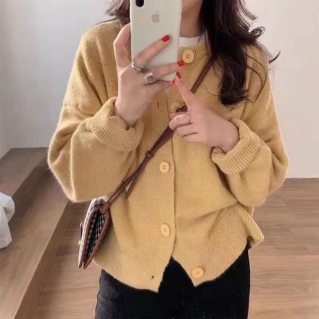 Oversized Crew-Neck Cardigan in 5 Colors