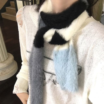 Fluffy Color Block Scarf