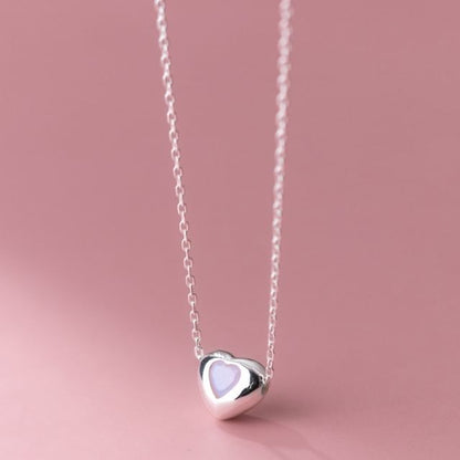 S925 Sterling Silver Heart Rhinestone Pendant Necklace