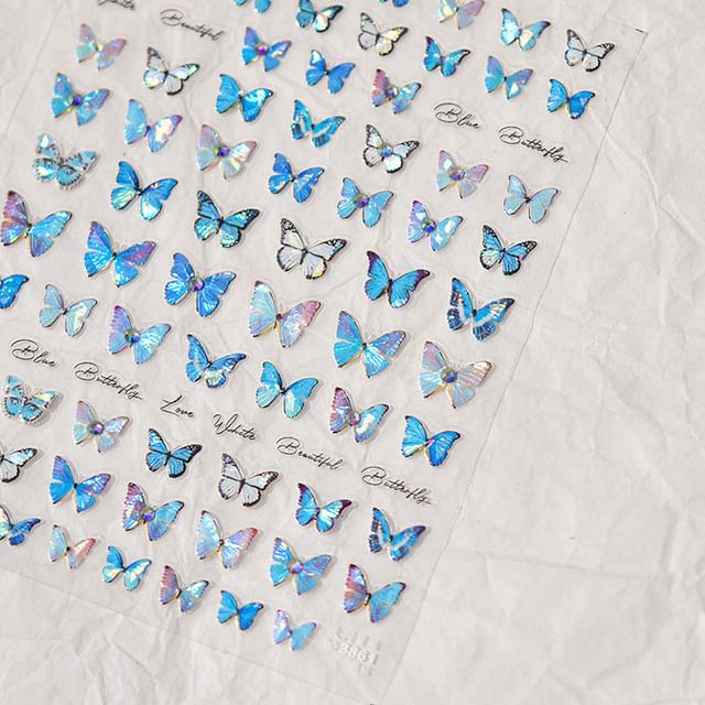 Blue Butterfly Nail Art Stickers